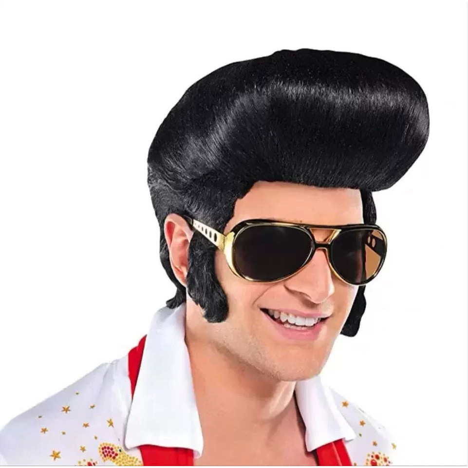 Rock Singer Elvis Cosplay Halloween Day Party Ball Peruca Masculino Chapelaria