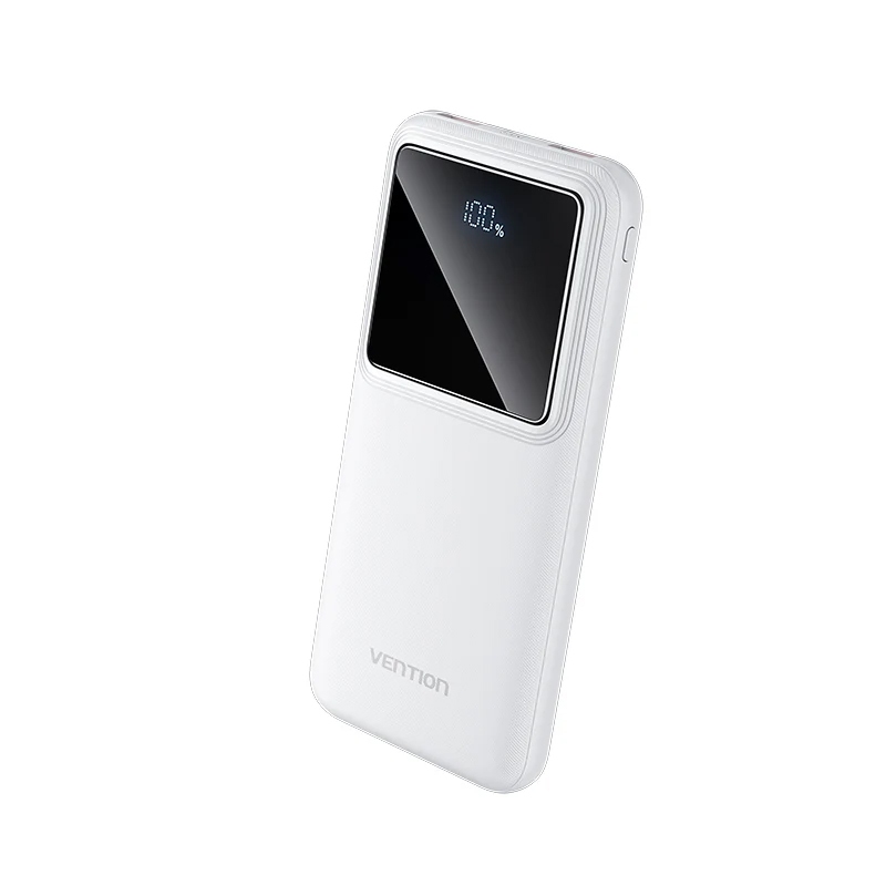 Power Bank Vention 10000mAh 22.5W Carregador Portátil Fast Charge USB-C 3 Portas Branco