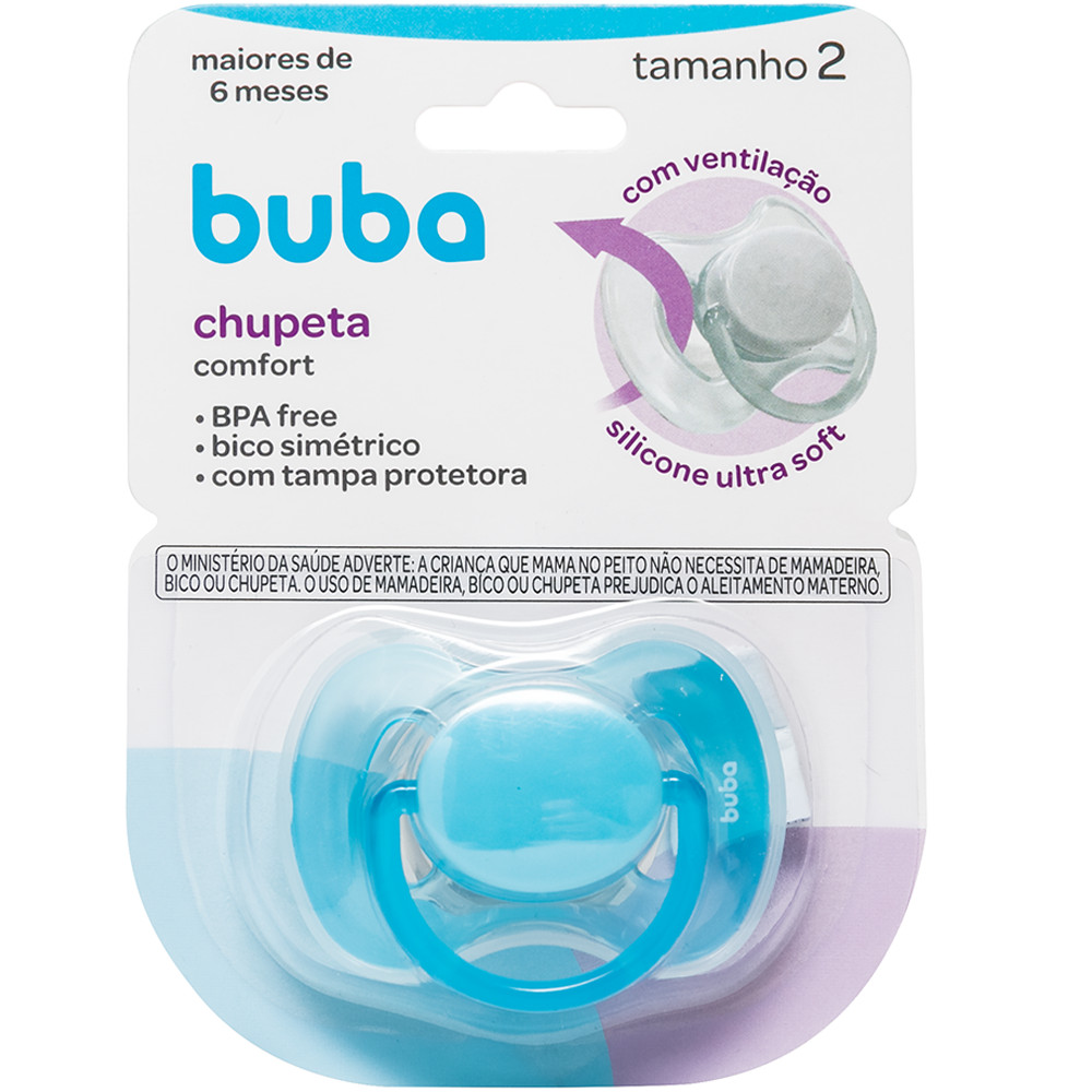 Chupeta Buba Ultra Air Soft Bico Silicone Comfort rosa azul