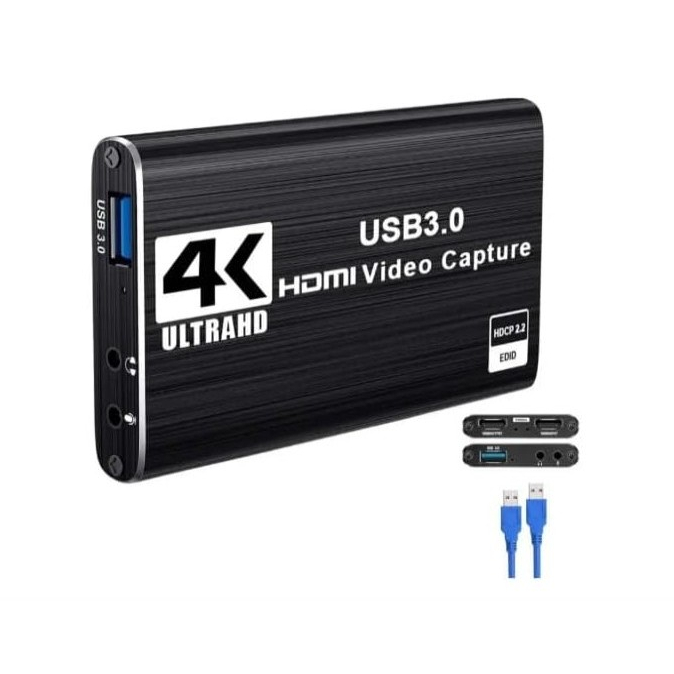 Placa de Captura de Vídeo Hdmi 4K Usb 3.0 Full Hd 1080p 60 FPS com Áudio para Xbox PS5 PS4 Nintendo Switch live