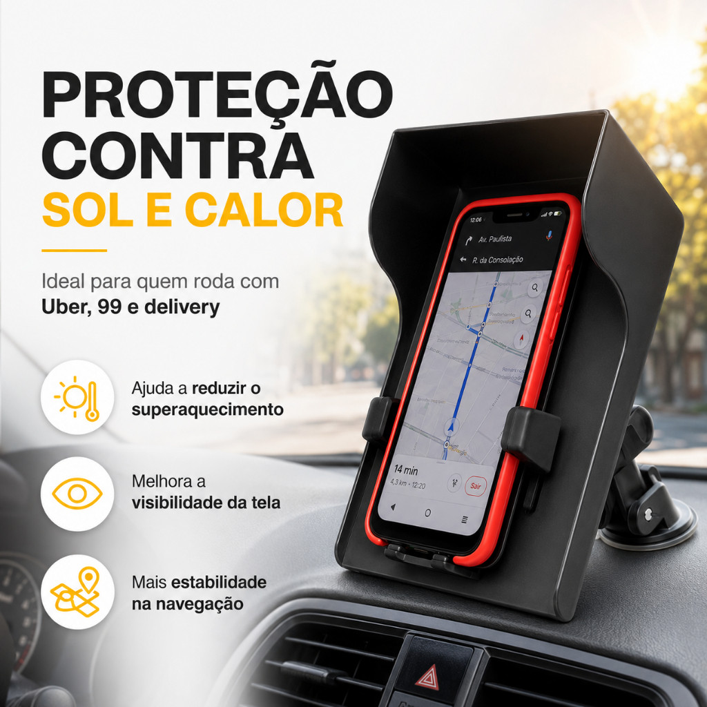 Capa Protetora Solar para Suporte de Celular Universal Motorista de Aplicativo