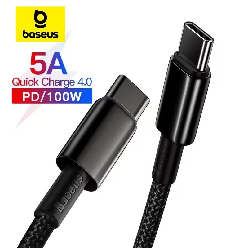 Cabo Turbo Tipo C para Tipo C 100W, 5A Carregamento Rápido PD Apple 15,16 - Baseus Tungsten Gold Fast Charging