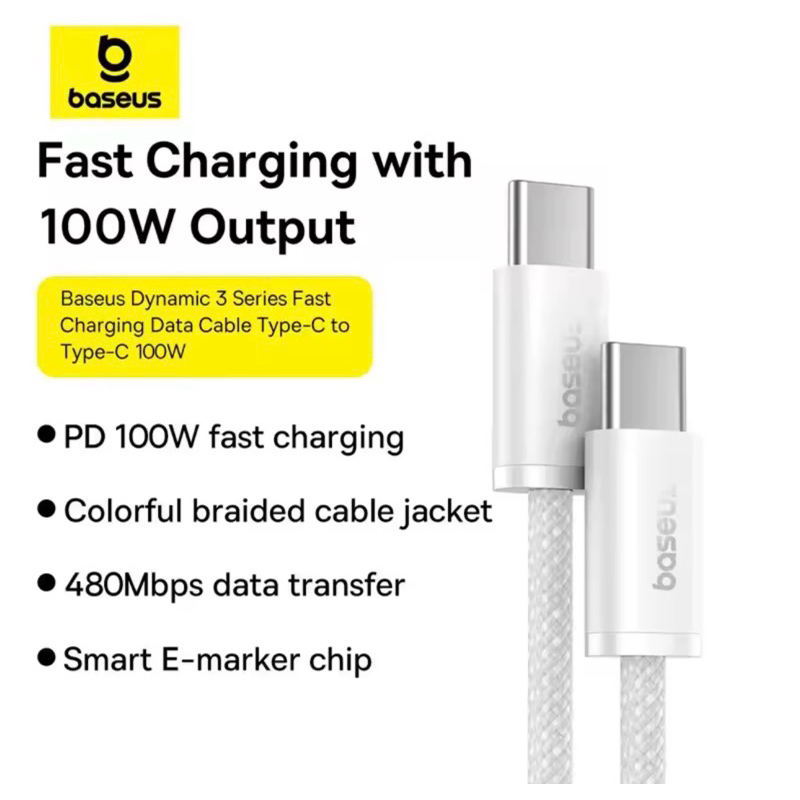 Cabo original Baseus Dynamic 4 Fast Charging for Laptops 100w