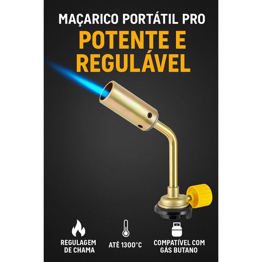 Maçarico Portátil Chama Ajustável Com Ignição Automática Para Soldagem Serralheria