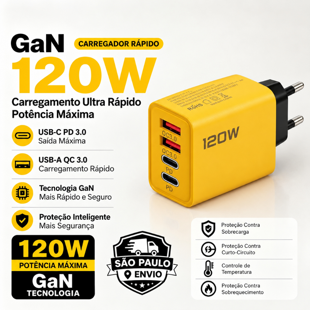 Cabo 120W Carregamento Rápido Multi Extremidades Giratório 180° Tipo-C Micro USB Lightning Resistente