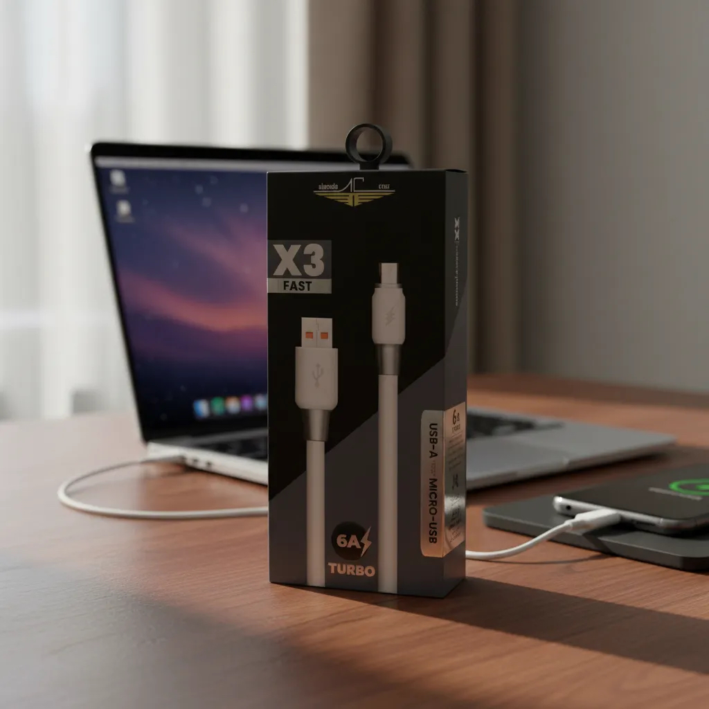 CABO ALMEIDA CRUZ X3 FAST USB X MICRO USB (V8) 120W 6A 1.3M C/ NF