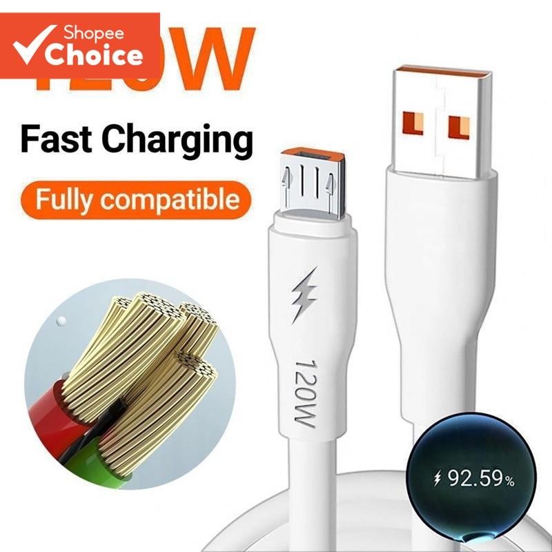 Cabo De Carregamento Super Rápido 120W Extra Grosso Carregador Micro USB