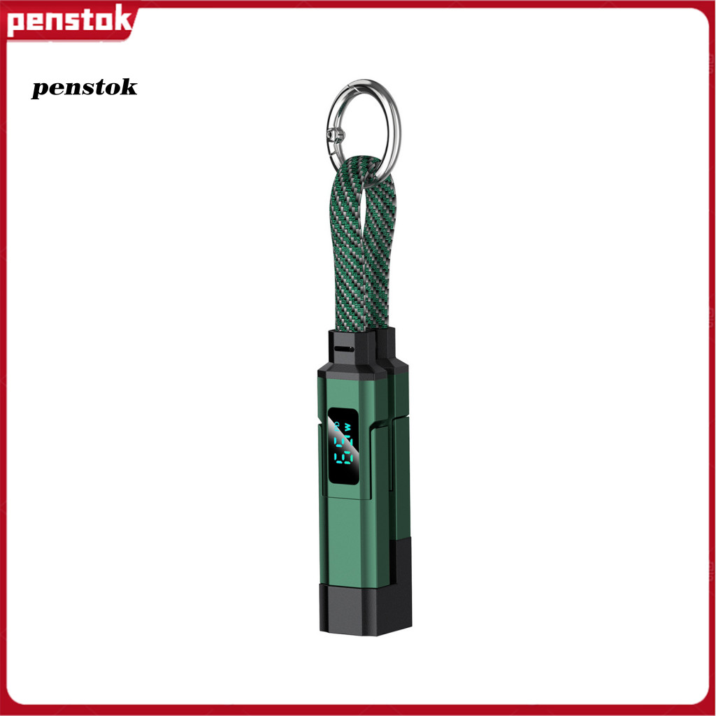 Fast Charging Data Cable Quick Charge Led 65w 4-in-1 Keychain with Display – 8-pin Type-c Usb-a Usb-c Portable for Pho