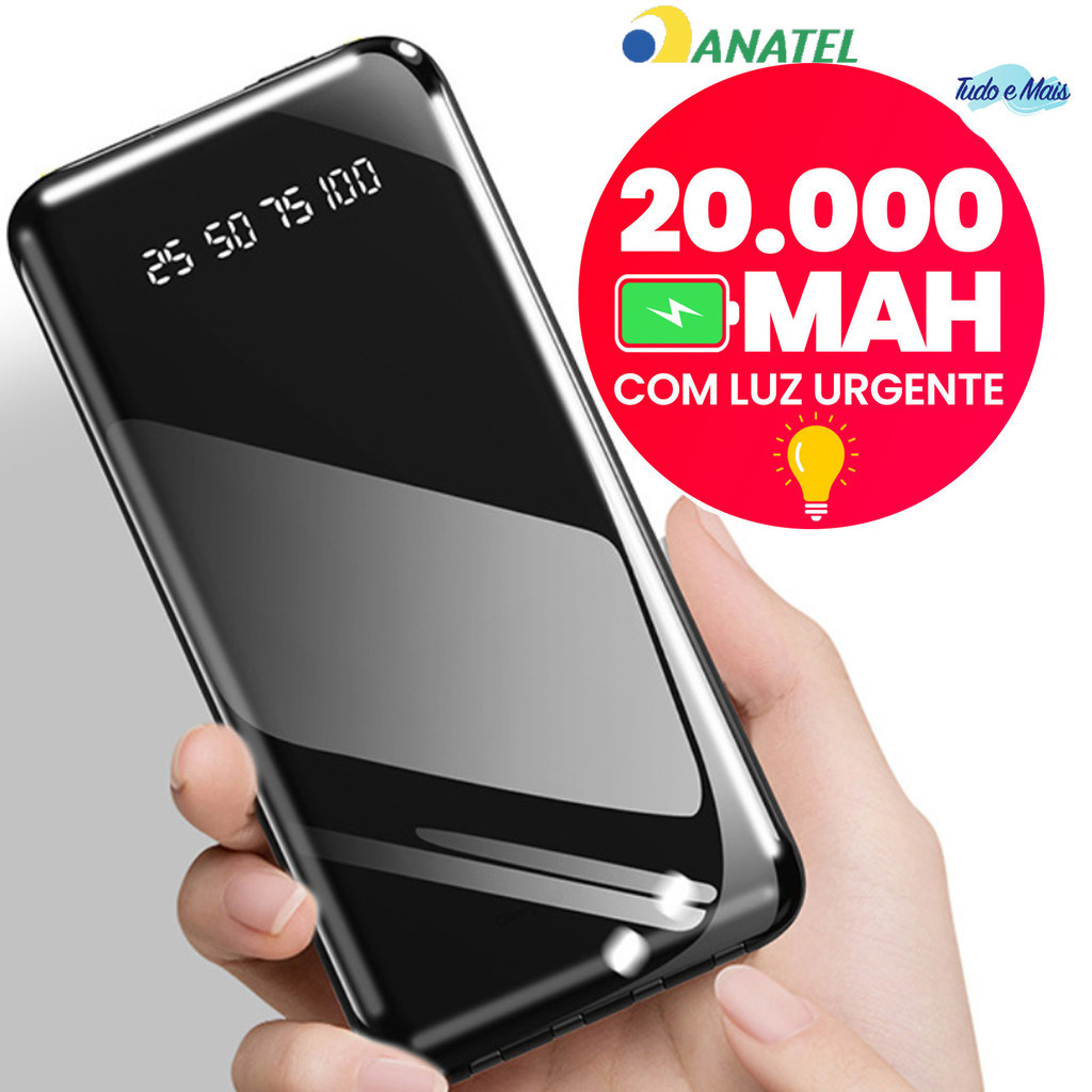 Power Bank 10000mah 20000mah Bateria Externa Carregador Portátil Ultra Compacto