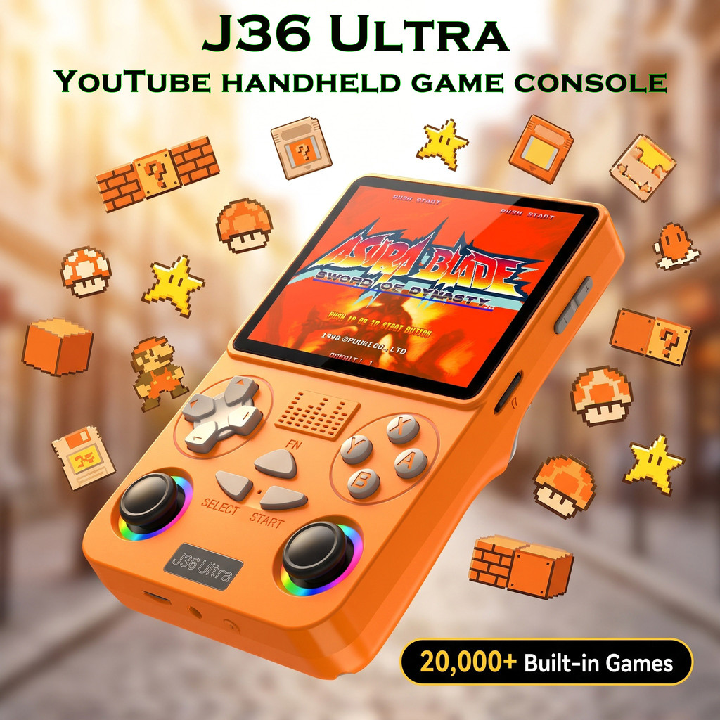 J36 Ultra Retro Console De Jogos Portátil Pré-Carregado 20000 + Clássicos 20 Emuladores 3000mAh Bateria RGB Joysticks Du