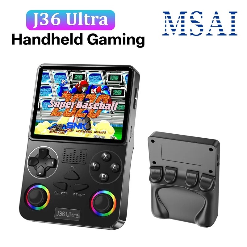 J36 Ultra YouTube Console De Jogos Portátil 20000 + 20 Emuladores 3000mAh RGB Joystick Multiplayer Multi-Languagem