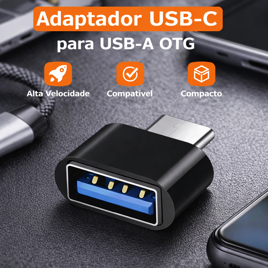 Adaptador OTG USB Tipo C para USB Fêmea USB x USB-C Carregar Dados