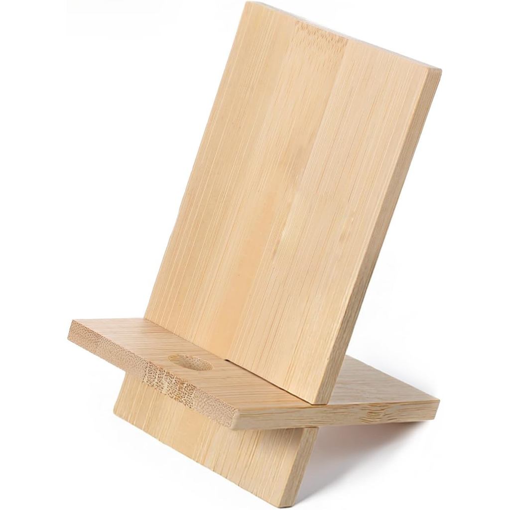 Bamboo Cell Phone Stand Cell Phone Stand for Desk Solid Wood Stands Wooden Holder Portable Wood Holder for Bed Compatibl