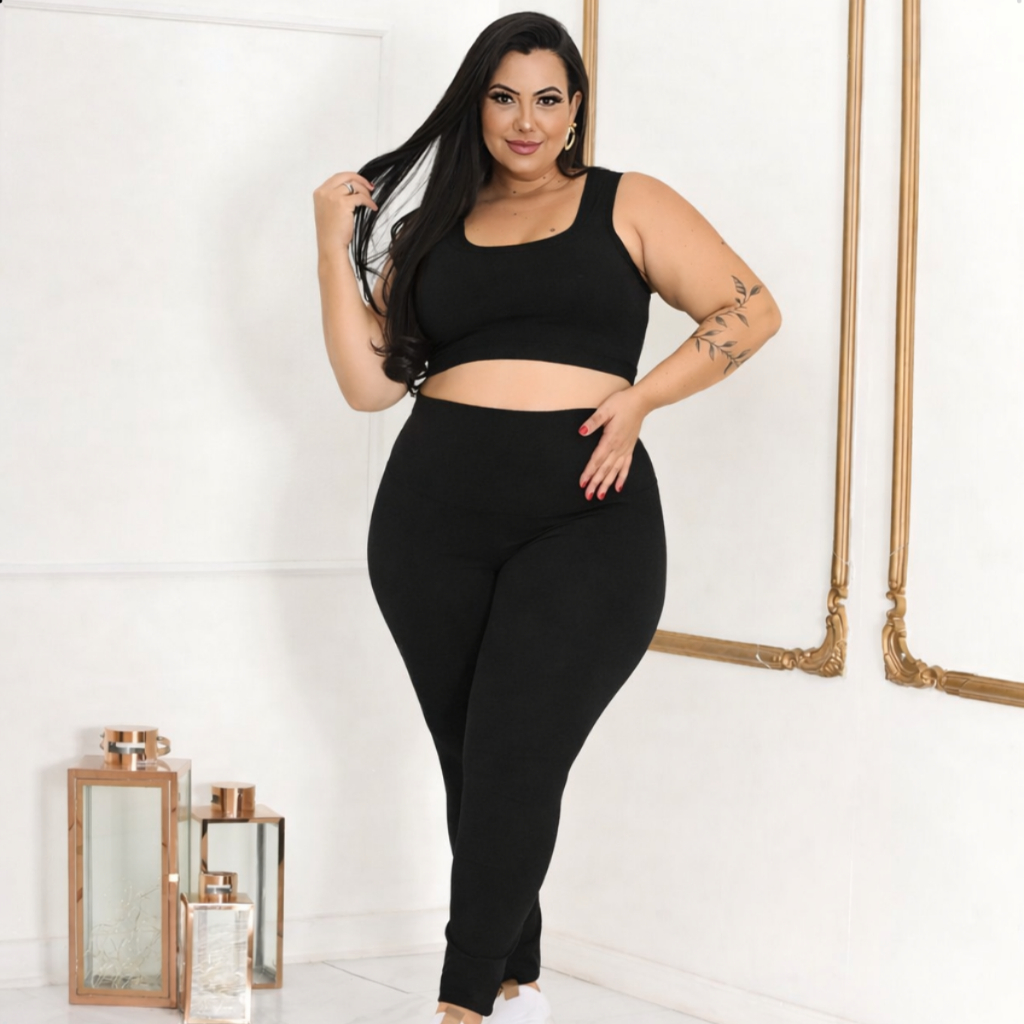 Legging Plus Size Gestante Cós Alto Sem Costura Zero Transparência Maternidade
