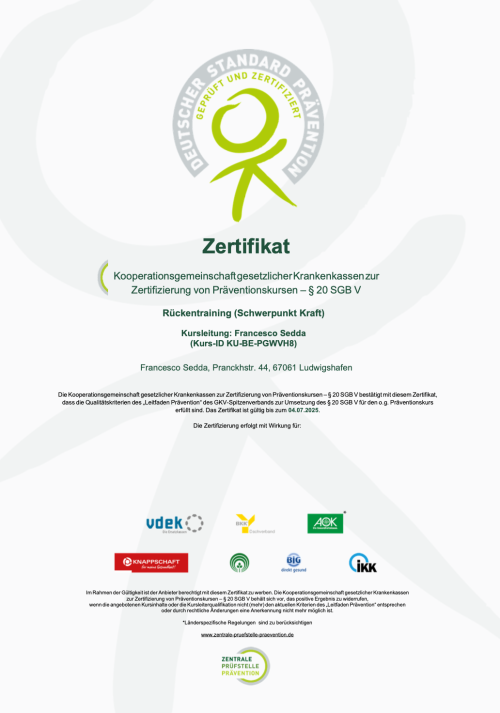 Rückentraining - Krankenkassenzuschuss bis zu 100%