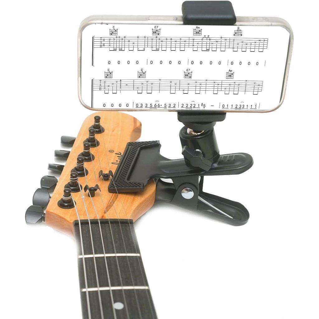 Guitar Bass Head Phone Holder Live Broadcast Bracket Clip Compatible with iPhone, Compatible with Samsung Smart Phones (