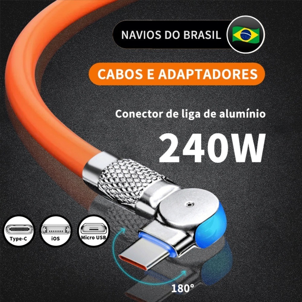 120W Fast Charge Type-C Liquid Silicone Cable 6A Gaming 180° Rotating Super Cable Mobile Game Charge