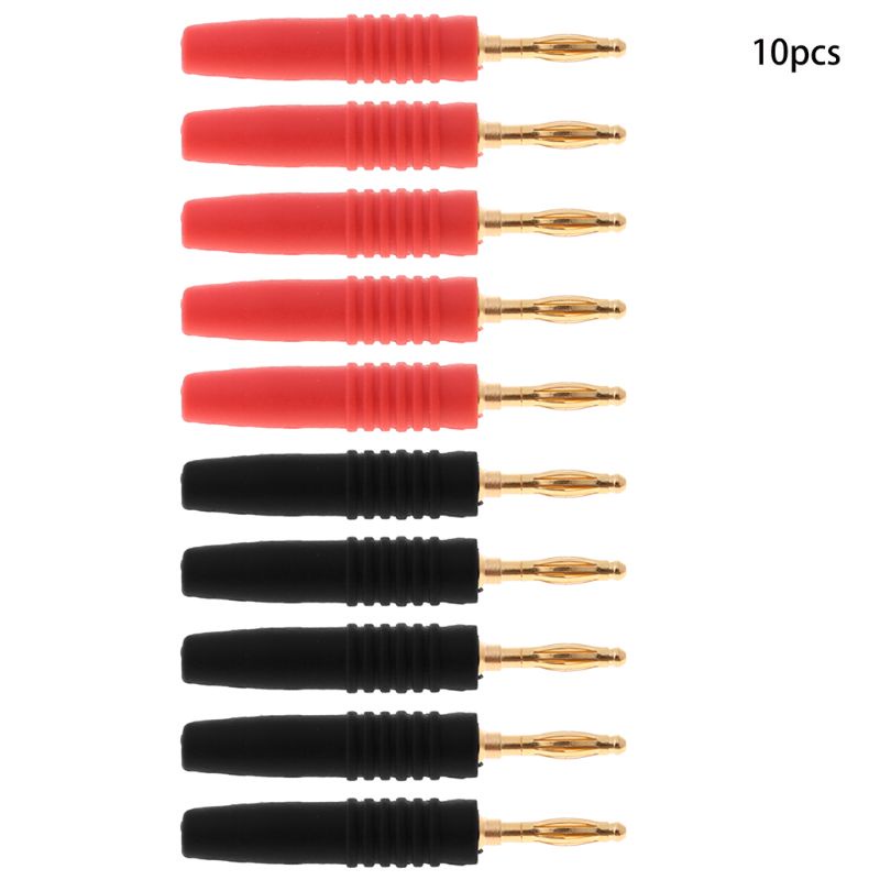Estone 10 Peças 2mm Fio Tipo Solda Banana Plug Conector Musical Alto-Falante Pino Adaptador Banhado A
