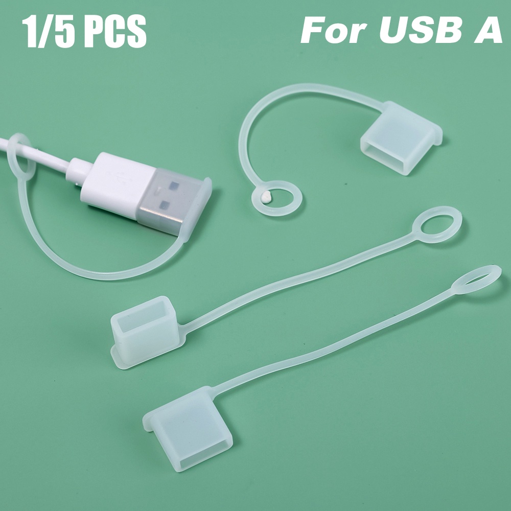 Tampa Do Carregador De Plugue De Poeira Com Fio 1/5 Pcs De Proteção Branca Anti-Perda USB2.0 3.0 USB A Cabo