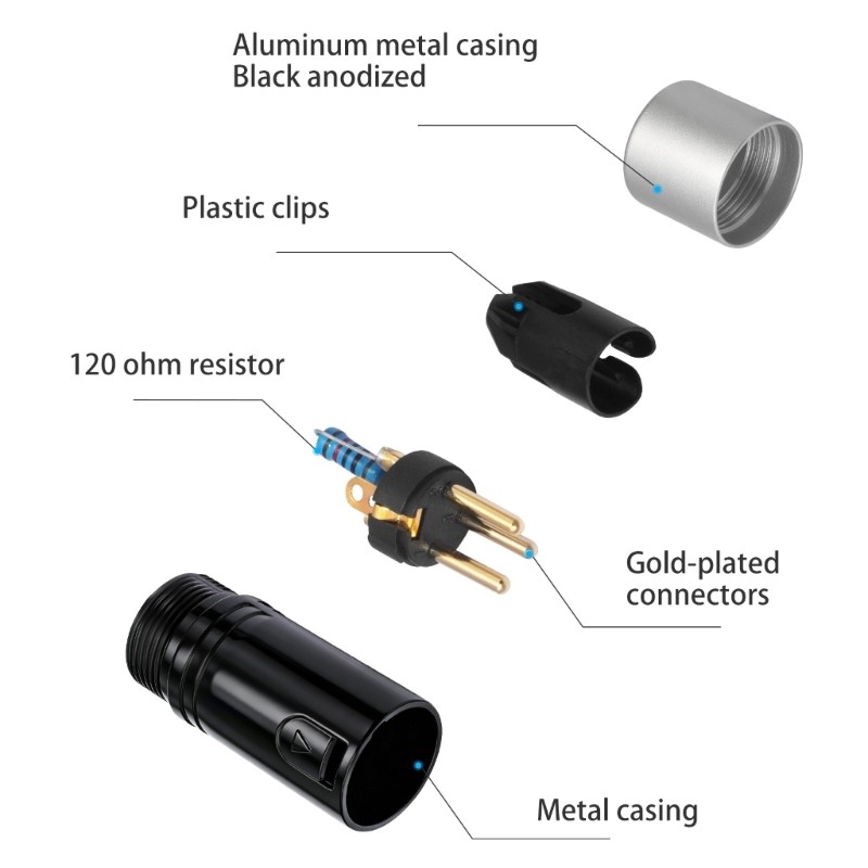 * Terminadores Linha Plug 120 Ohms Resistores 3 Pinos 2 Contatos Dourado Para DMX512 Tarefas