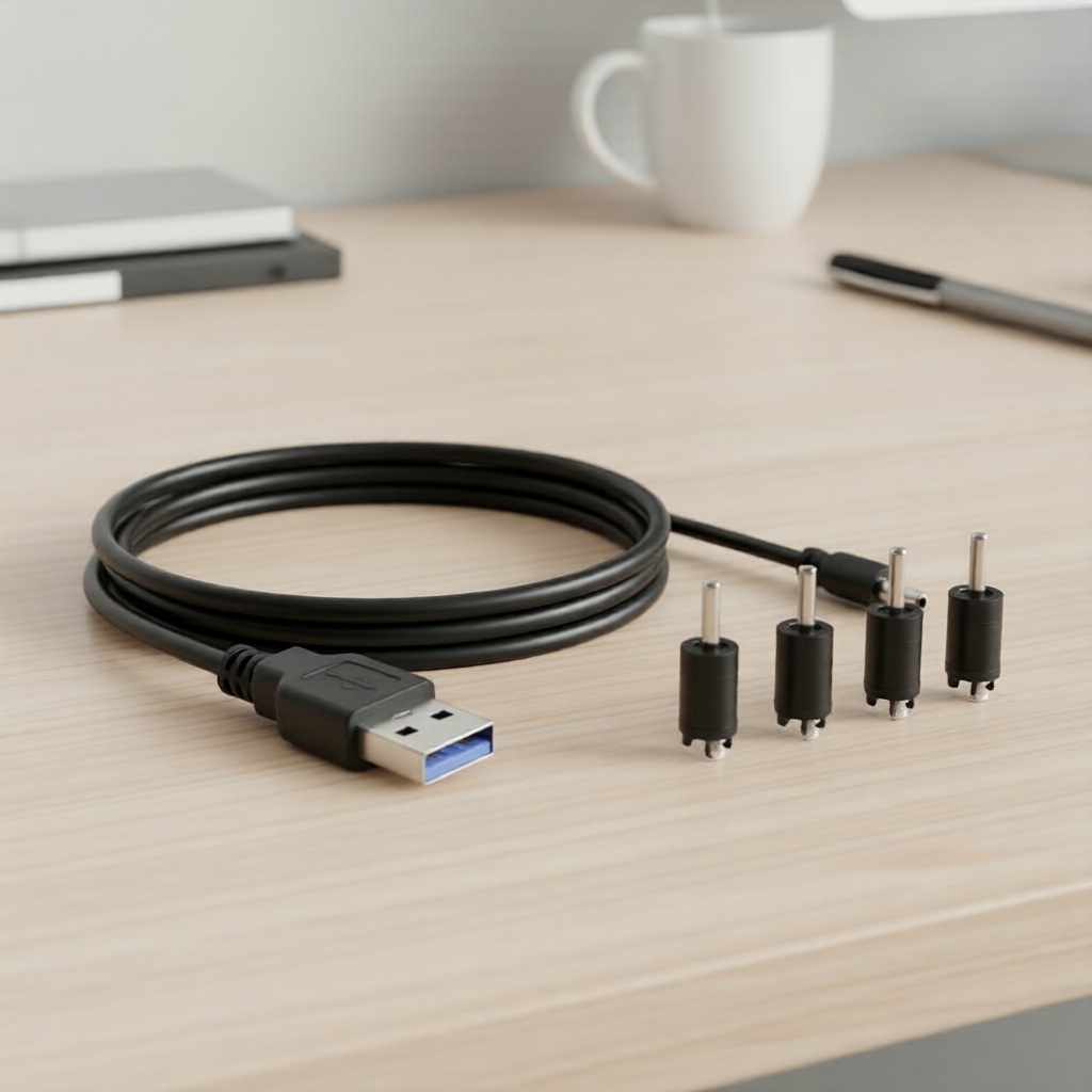 Cabo Adaptador USB 5V para 5 em 1 com Plug DC para Roteador, Mini Ventilador, Caixa de Som, Câmera – USB para