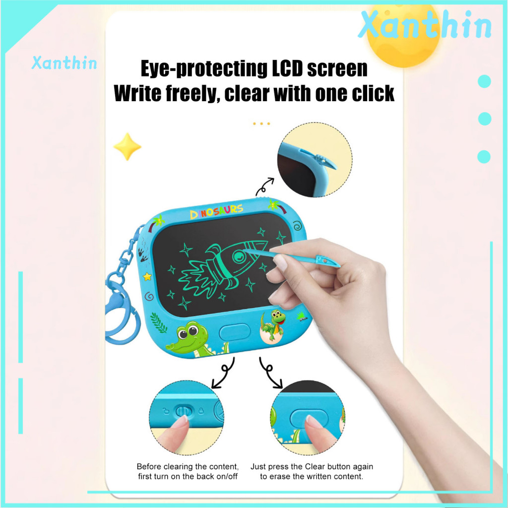 Mini Graffiti Board Drawing with Keychain Lcd Writing Tablet Pen – Colorful Erasable Doodle Notepad for Kids Portable