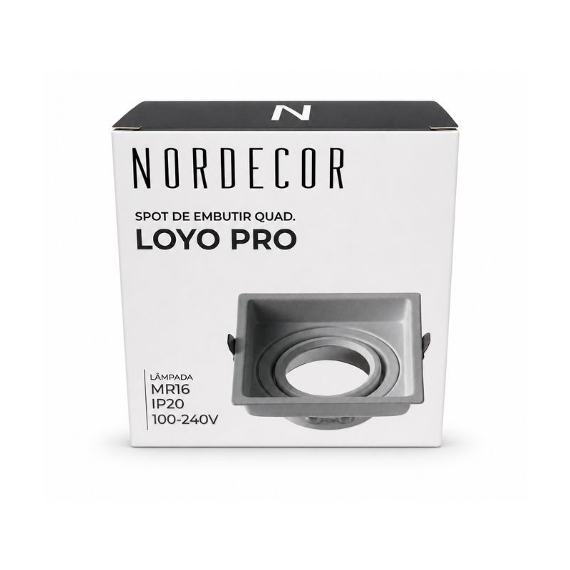 Spot embutir Loyo Pro quadrado recuado mv mr16 branco-Nordecor