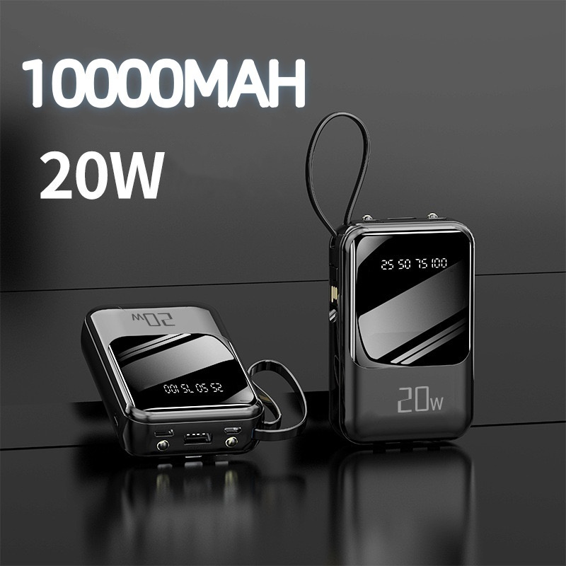 Carregador Portátil Mini 20W Cabo Integrado Capacidade Grande Carga Rápida Power Bank -A6