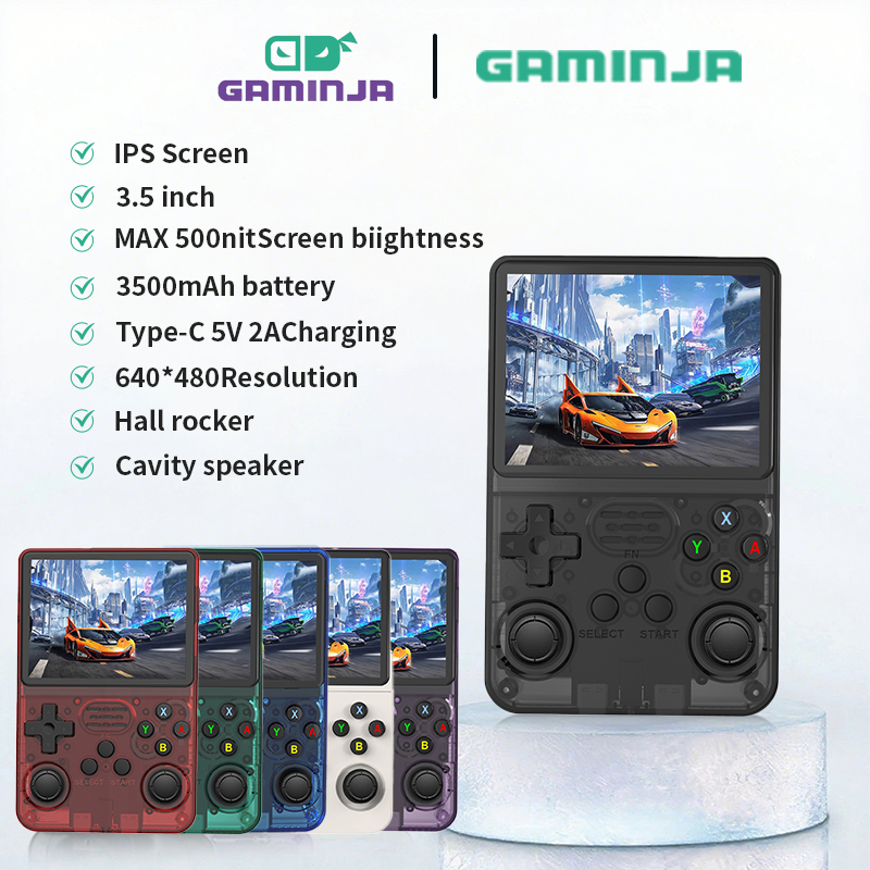 Vídeo Game Portátil R36S + de 15.000 Jogos Console 64g Linux Tela IPS 3.5 Polegadas Handheld Vídeo Game Console Portátil