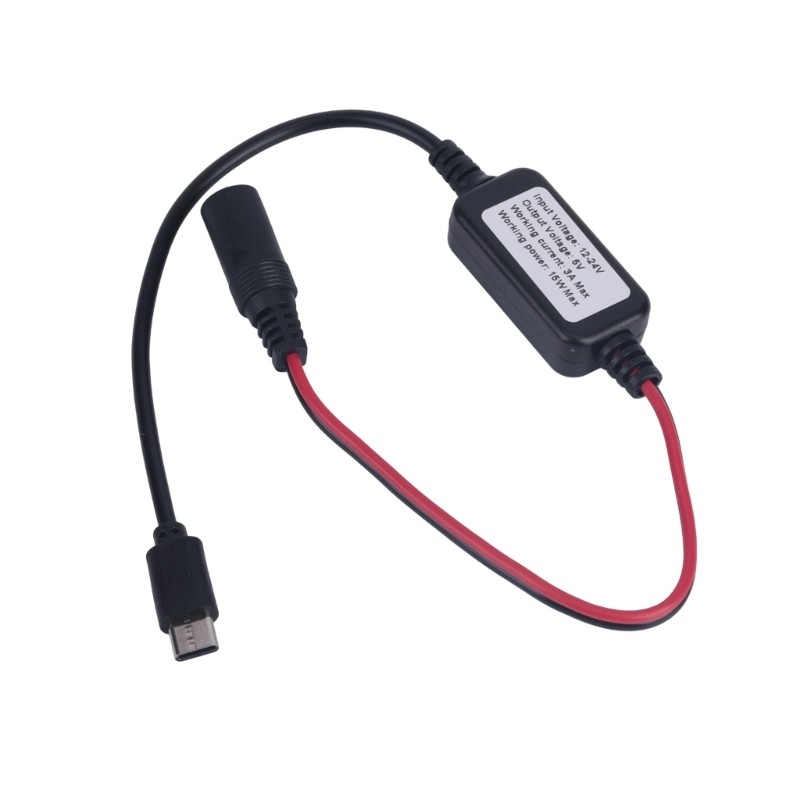 12V 24V to USB C Charging Cable with 5.5 x 2.1mm Female Port