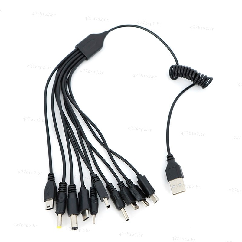 10 Em 1 DC Micro USB Macho Telefone Móvel Mola Potência 10pin Carregador Cabo Adaptador Plug Brinquedos De Fio De Carreg