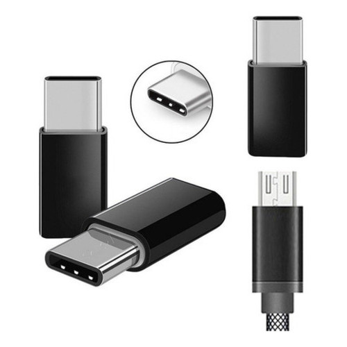 Plug Adaptador Micro-USB V8 Fêmea para USB Tipo-C Macho Chaveiro Adaptador
