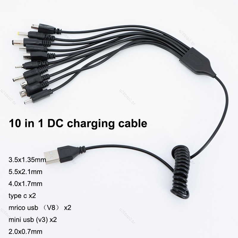 Universal 10 Em 1 DC Micro USB Macho Telefone Móvel Mola Potência 10pin Carregador Adaptador Plug Cabo De Fio De Carrega