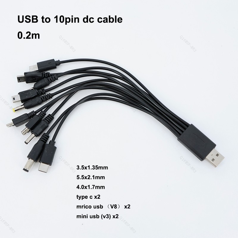 20cm 10 Em 1 Micro Usb DC Adaptador De Carregador De Celular Plug Cabo De Carregamento De Energia Fio Para Telefone Univ