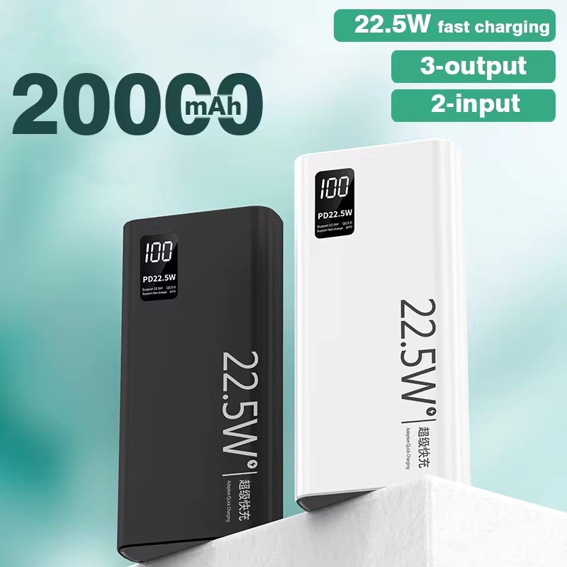 Carregador Portátil 20000mah grande capacidade power bank usb c 22.5w rápido portátil bateria para iphone samsung xiaomi
