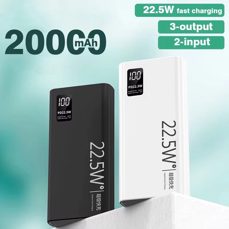 Carregador Portátil 20000mah grande capacidade power bank usb c rápido portátil bateria para iphone samsung xiaomi