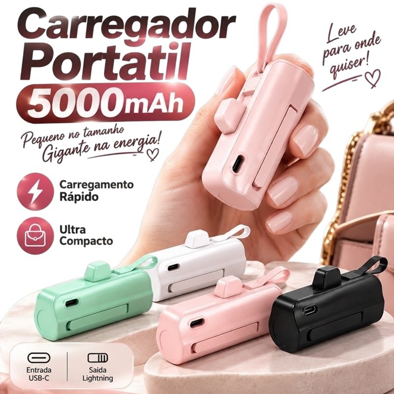 Mini Carregador Portátil Power Bank Universal para iPhone Android Samsung Xiaomi Dibea