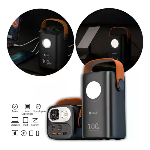 Power Bank 60000mah 100w Turbo Usb-c Pd Para starlink Notebook iPhone Celular iPhone Samsung Xiaomi Carregador Portatil