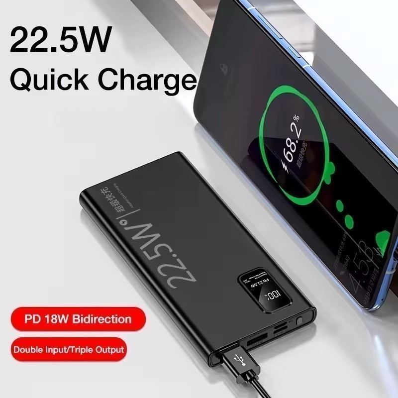 Carregador Portátil 20000mah grande capacidade power bank usb c 22.5w rápido portátil bateria para iphone samsung xiaomi