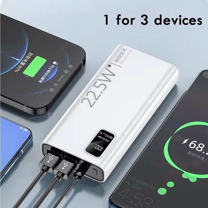 Carregador Portátil 20000mah grande capacidade power bank usb c 22.5w rápido portátil bateria para iphone samsung xiaomi
