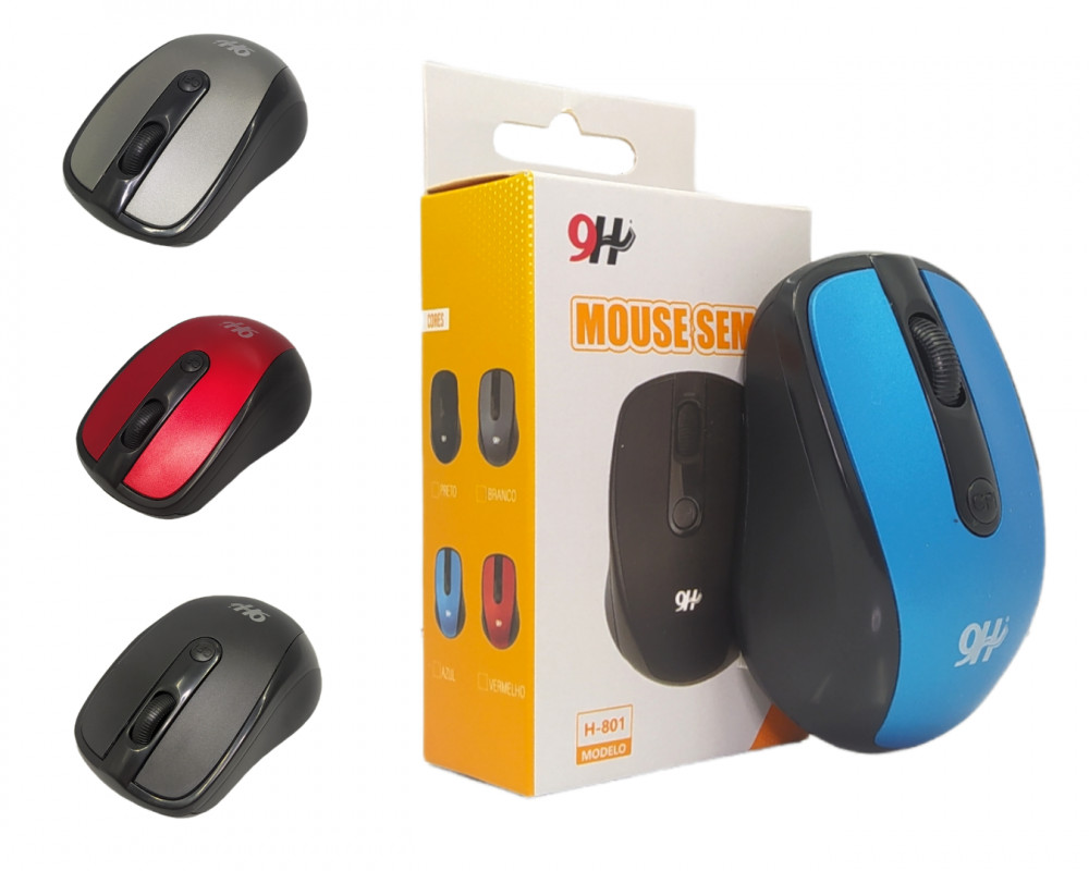 Mouse Sem Fio Óptico Wireless 2.4GHz 1600 DPI Com Receptor Mini USB Nano Para Notebook E PC 9H H-801