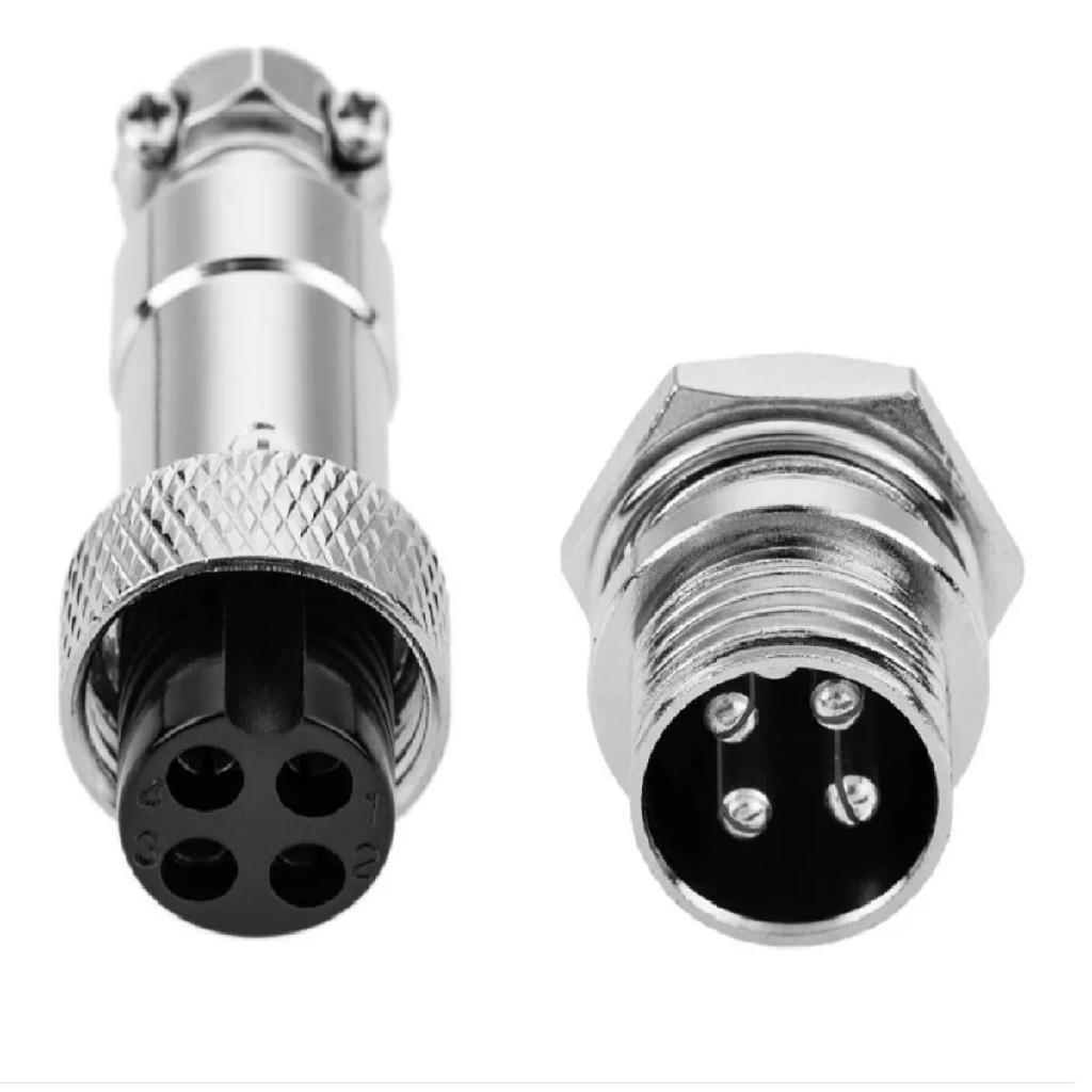 Conector MIC 4 Pinos Macho/Fêmea - Kit com 5 Pares de Metal