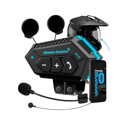 Fone Microfone Intercomunicador Bluetooth Capacete Moto Hard Mic Android iOS DOBETTERBR