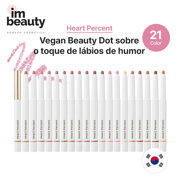 [Percentagem Do Coração] Lápis Labial Vegan Beauty Dot On Mood 0.8g