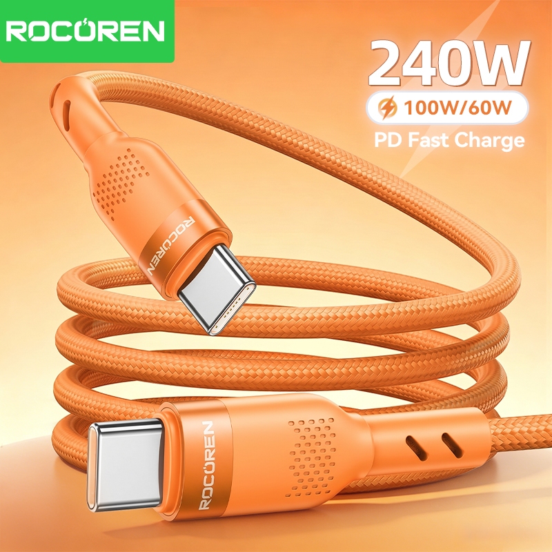 Rocoren USB Type C Para Cabo PD 240W 100W De Carregamento Rápido iPhone 18 17 Pro Max Samsung 60W Qiuck Charge A USBC 3A