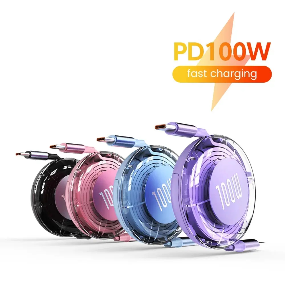 Cabo USB Tipo C para Tipo C, Carregamento Rápido, Cabo de Dados Shrink, Carregamento Rápido PD, iPhone 15 Pro, Xiaomi, Samsung, iPad, 100W, 1m.