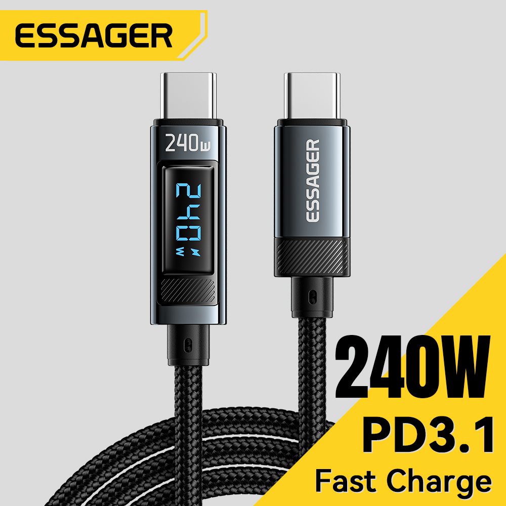 Novo Cabo USB Tipo C para USB Tipo C 240W 100W PD Carregamento Rápido para iPhone 15 Pro Max e MacBook Pro