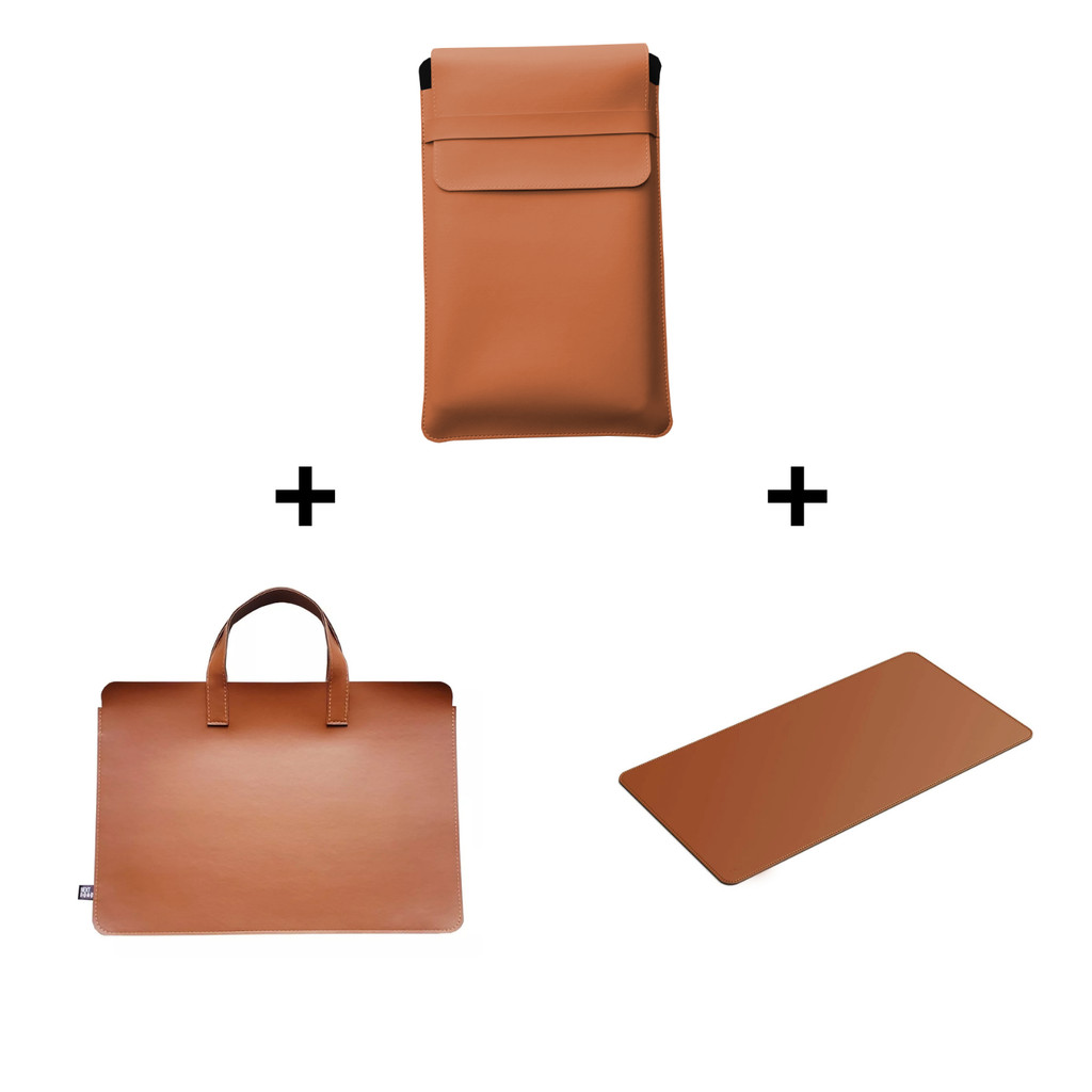 Pasta para Notebook + Sacola com Alça + Desk Pad Feltro Grande