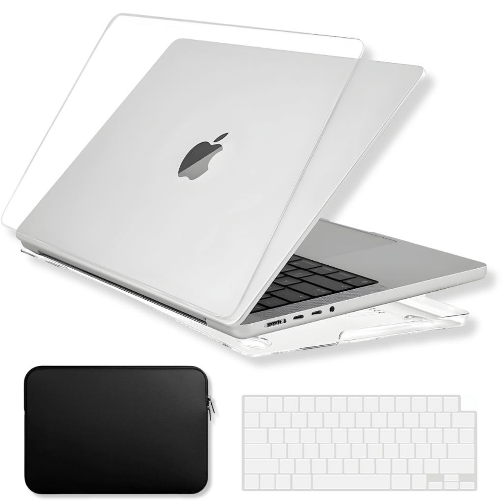 Kit Capa SkinCase P/ Macbook Pro 14 Pol. M1 M2 M3 +bag + Protetor Teclado Transparente