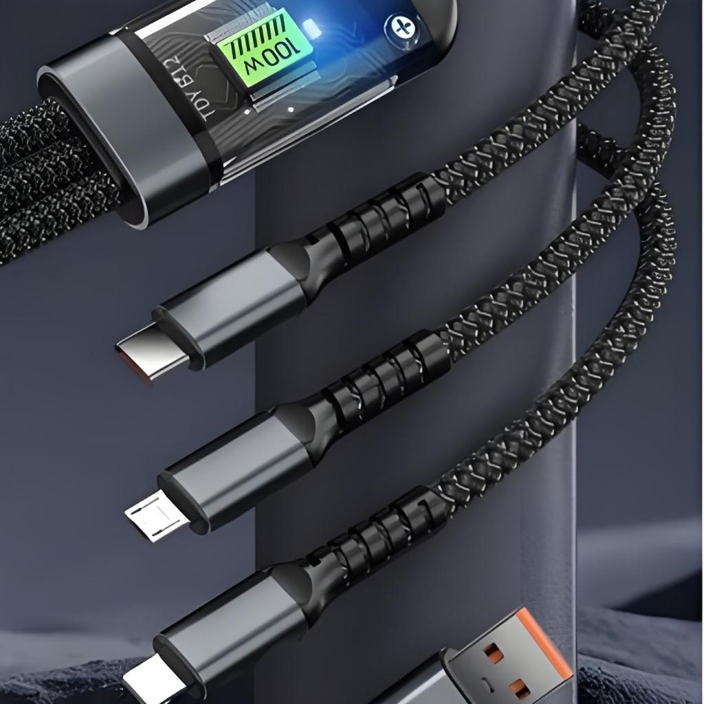 Cabo 3-em-1 100W Super Rápido - Liga de Zinco - USB/Micro (74 caracteres)-A1